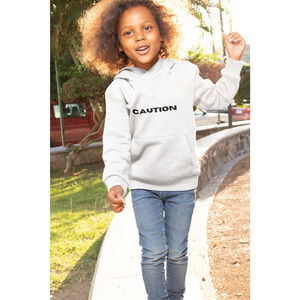 CAUTION Posher In Training White Black Long Sleeve Graphic Hoodie Sweater Size S